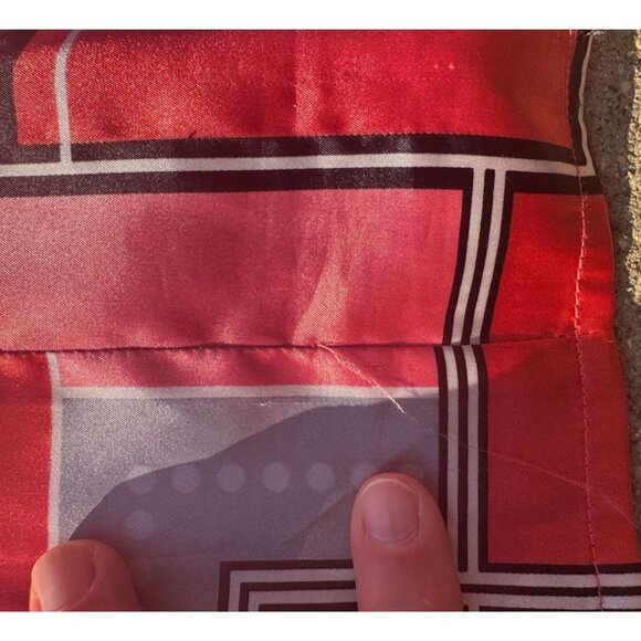 Rafael Women’s Button-Down Shirt Red Geometric Print Size 14 Polyester Blend Pre - Picture 4 of 7